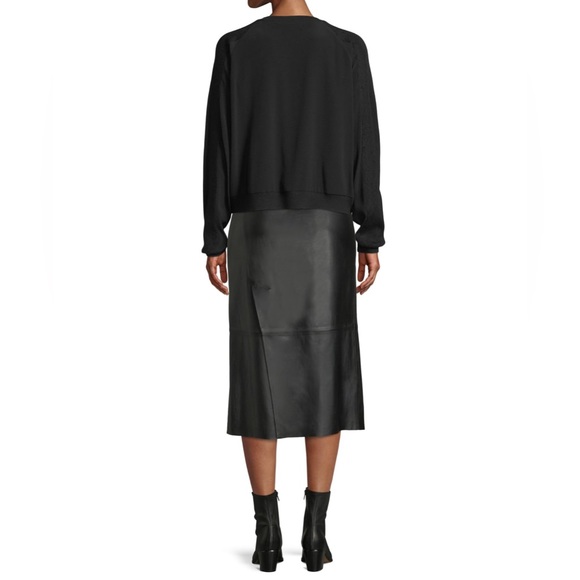 Vince Crewneck Black Sweatshirt with Ribbed Long Sleeves X-Large NWT - Picture 5 of 5